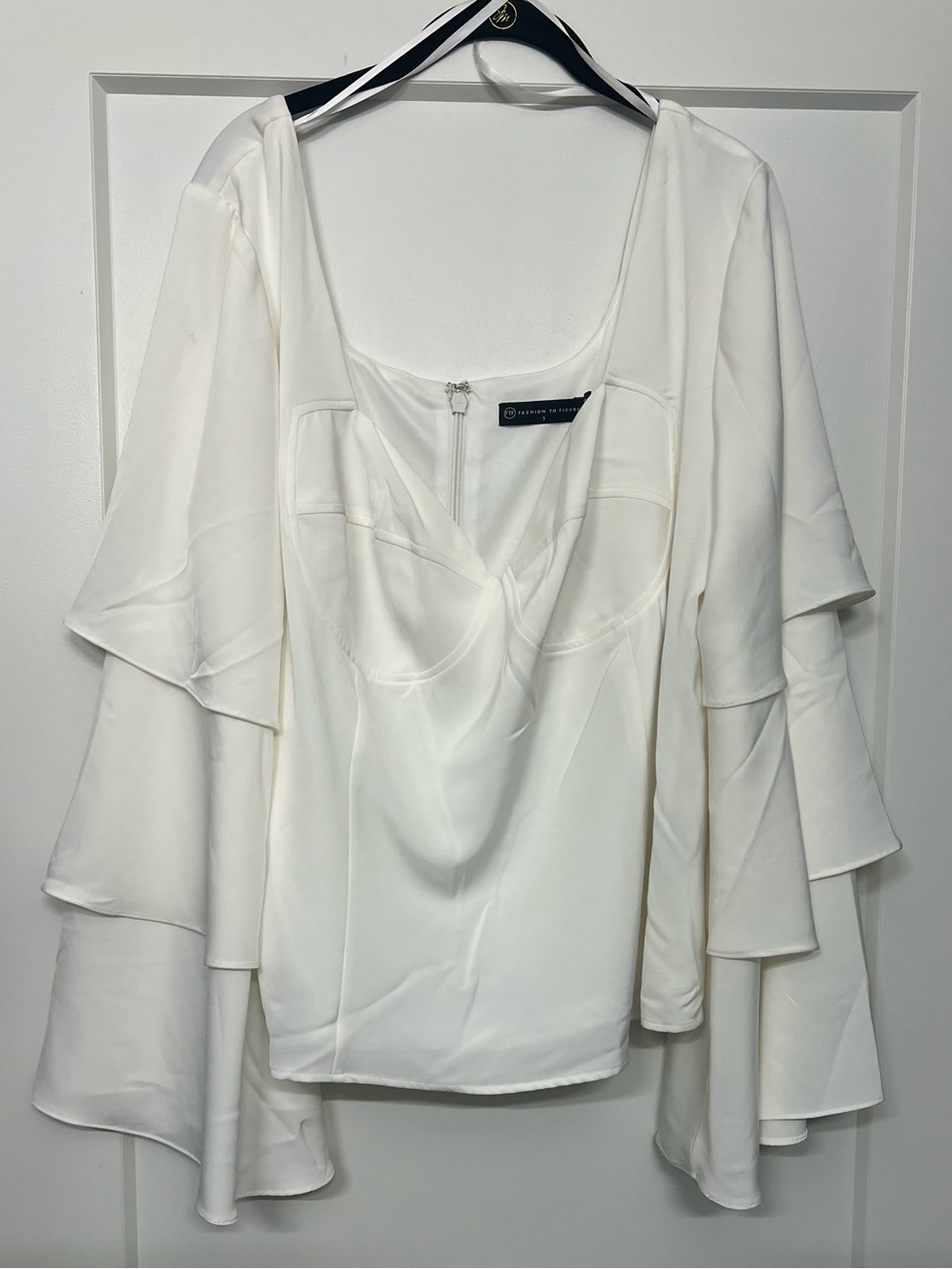 Fashion to Figure Off White Layered Bell-Sleeve Blouse